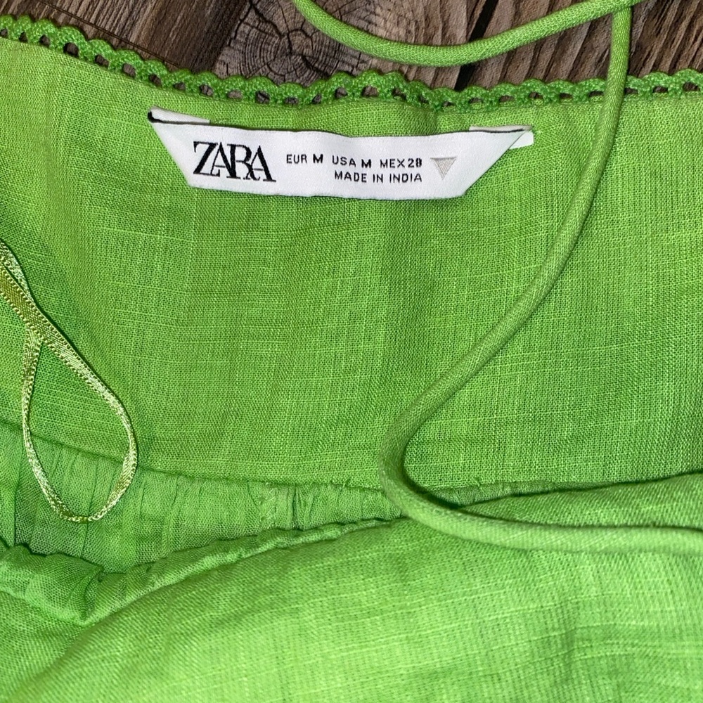 Zara Lime Green Eyelet Maxi Dress - Picture 4 of 4